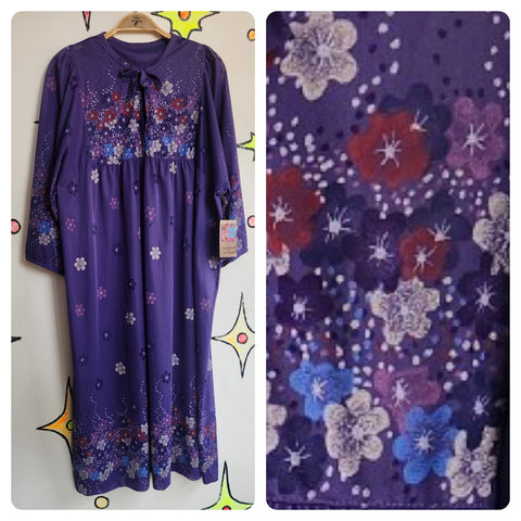 Vintage 70s | Purple Fairycore Lingerie Slip Nighty Nightgown | Size L - XL