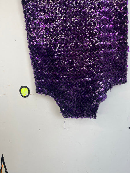 Vintage Dance Costume | Purple Sequin Showgirl Burlesque Circus Leotard Playsuit