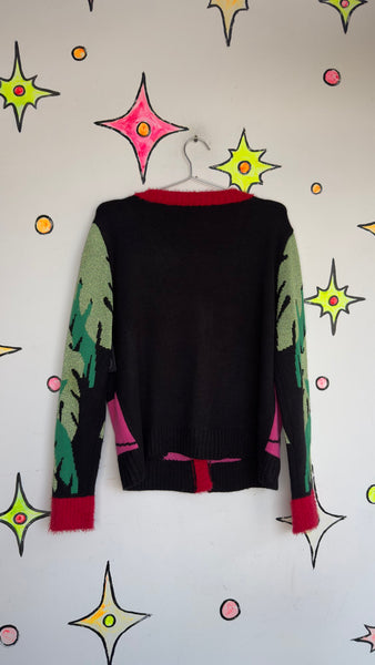 Y2K Christmas Cardigan Ugly Sweater Holiday Party Knit Cozy Vintage Style L