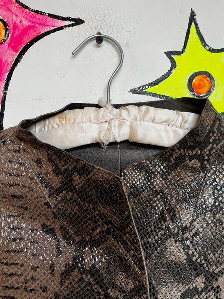 Y2K Faux Snakeskin Leather Jacket Indie Sleaze Glam Rock Moto - ML