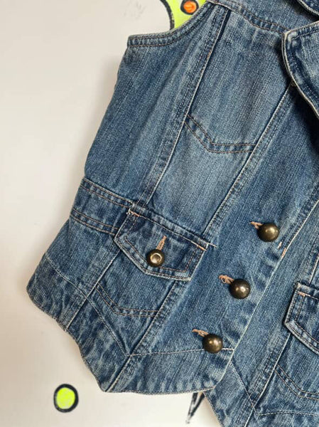 Vintage Y2K Denim Vest | Fairy Grunge Emo Indie Sleaze Layering Top | Size 10