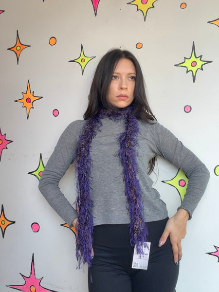 Y2K Purple Fuzzy Fairy Scarf Whimsy Grunge Fairycore Soft Gothic Boho