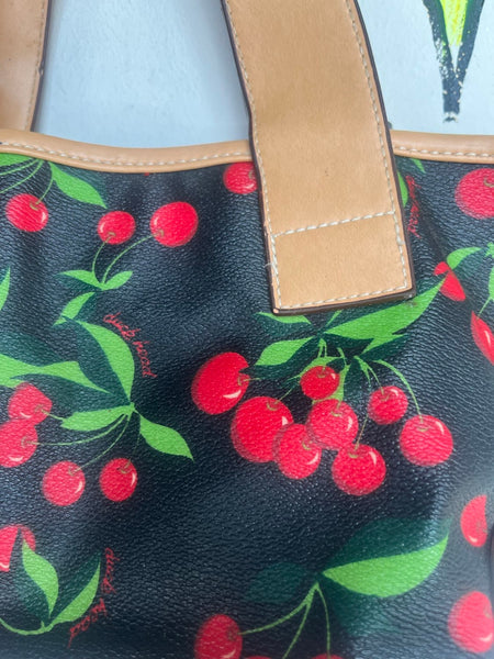 Vintage Kawaii 90s Y2K Black Cherries Mini Purse Duck Head Vinyl Shoulder Bag