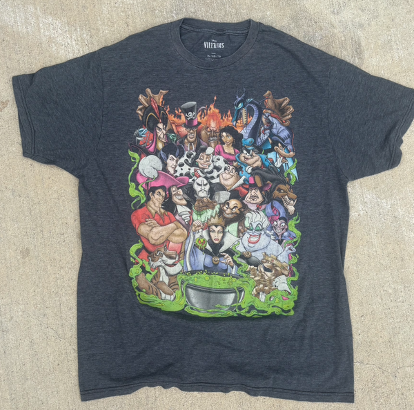 Y2K Disney Villains Graphic Goth Disney Halloween Witchy Oversized T Shirt XL