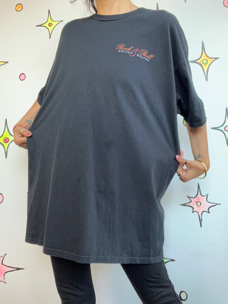 Vintage Black Rock N Roll Guitar Heaven Tee | Boho Grunge Band T Shirt | Size XL