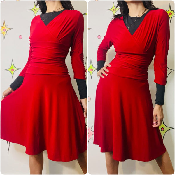 90s Fairy Grunge Red Holiday Christmas Party Dress – Slinky Stretchy Mini – S