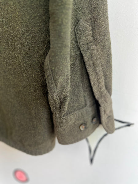 Vintage Military Green Soft Grunge Shirt Jacket Oversized Army Streetwear - M