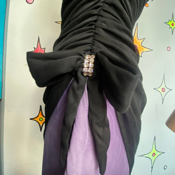 Y2K Black Purple Whimsy Goth Formal Dress Ruffle Witchy Dark Romantic Grunge XS