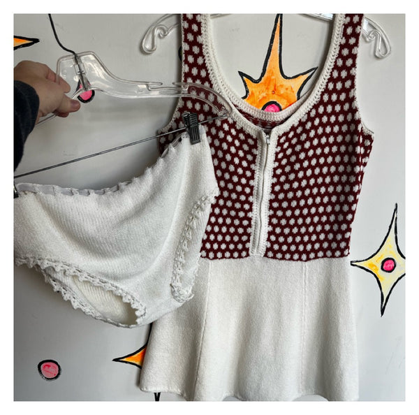 Vintage 60s | Hampton Court Knits GoGo Mod 2 piece Tennis Mini Dress | Size M L