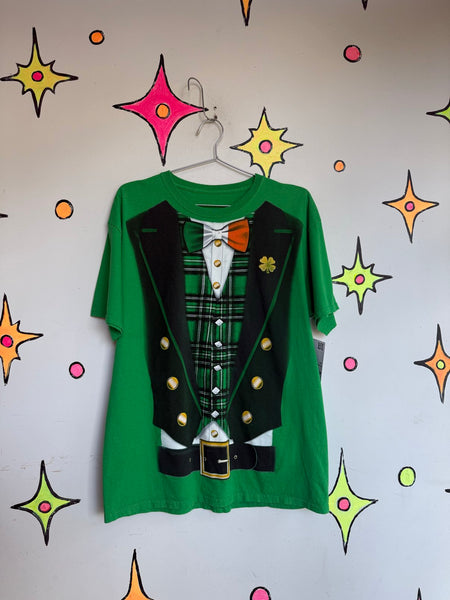Leprechaun Costume T-Shirt Irish St Patrick's Day Tee Oversized Green Graphic L