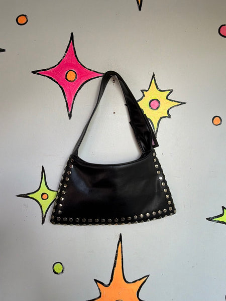 Black Vegan Leather Studded Purse Indie Sleaze Punk Mall Goth Emo Grunge Bag