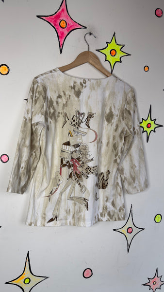 Y2K Graphic Tee Shopaholic Fairy Grunge Novelty Shirt 2000s Stretch Top M/L
