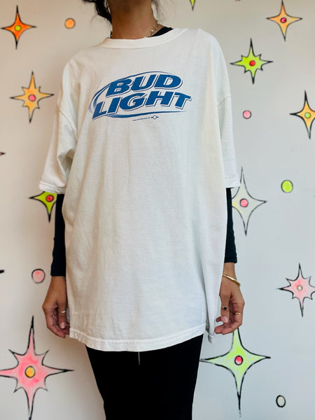 Vintage 90s Bud Light Grunge Biker Americana T-Shirt – Black Retro Beer Tee – XL