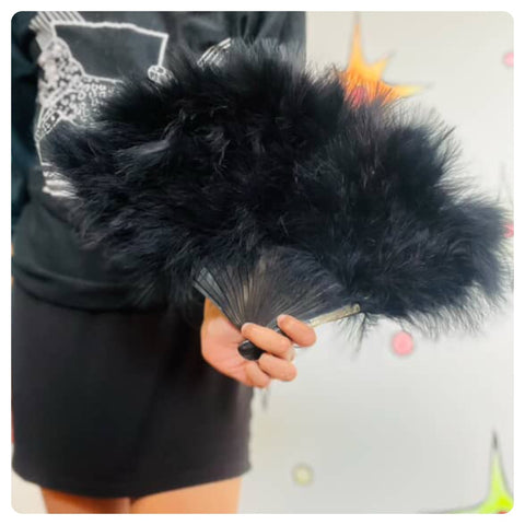 Vintage Geminesse Black Fragrance Feather Boudoir Fan - Original Packaging