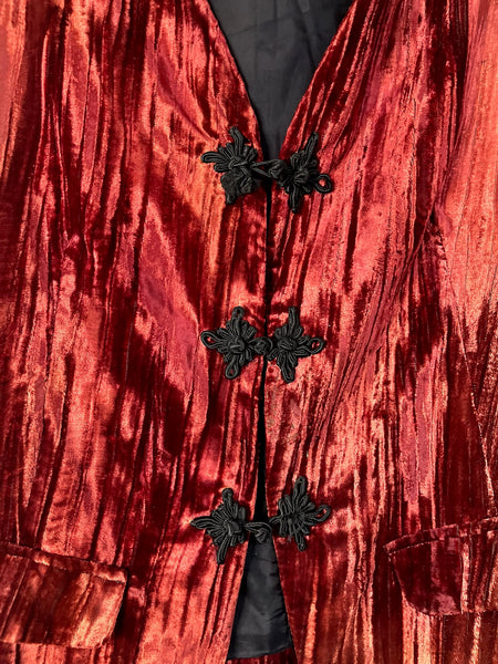 Vintage Bohemian Crushed Velvet Waistcoat Vest Velour Grunge Layering Piece – XL