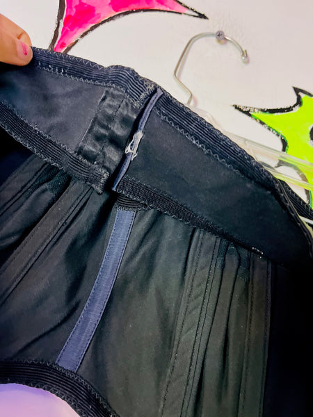 1940 50s Strapless Boned Bullet Bra Vintage Black Pin-Up Lingerie Bustier 34 B - C