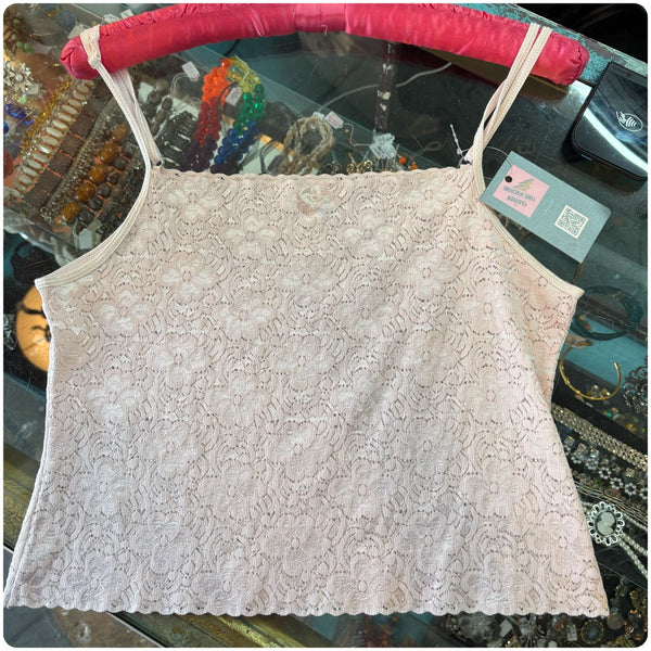 Vintage Pastel Pink Lace Cami | Fairy Grunge Coquette Babydoll Top | Fits Adult Small