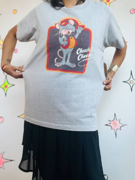 1981 Chuck E. Cheese Gray T-Shirt – Pizza Time Theatre Vintage Tee - S/M