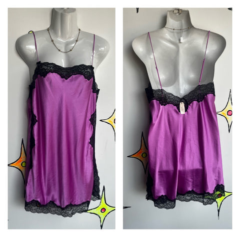 Vintage 90s Y2K | Violet Deadstock Victoria’s Secret Mini Dress Slip | L