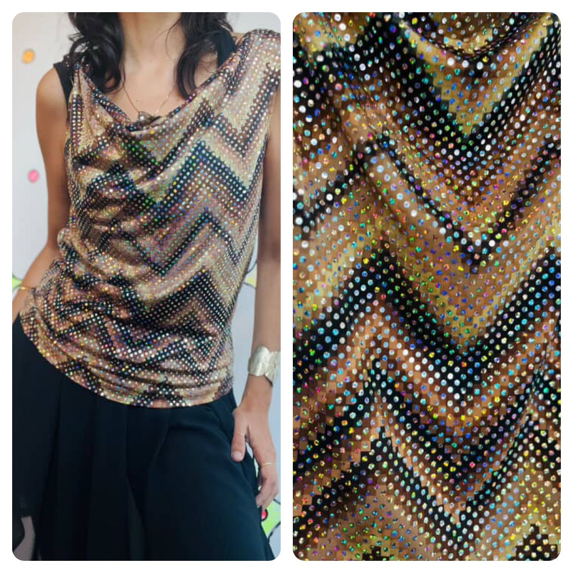 Y2K Op Art Fairy Grunge Cyber Op Art Top - Stretchy Indie Sleaze - Size M