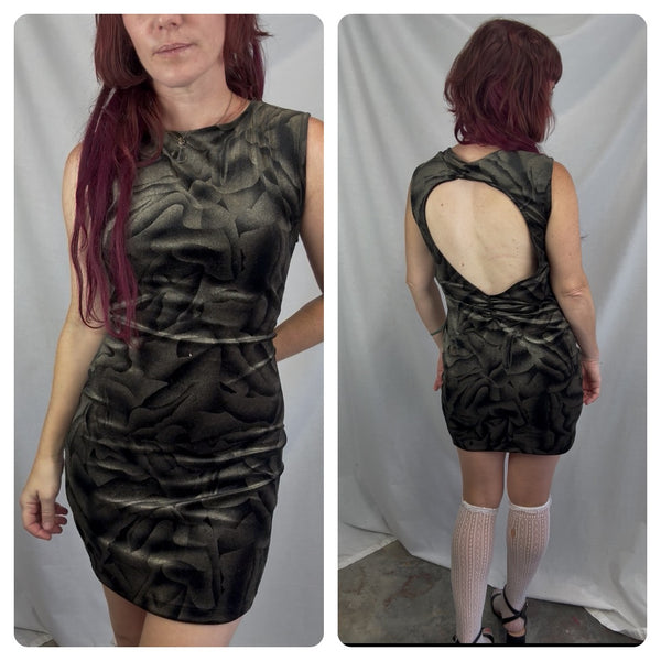 Vintage 90s | Black Velvet Cowl Neck Mini Slip Dress Cocktail Prom | S M