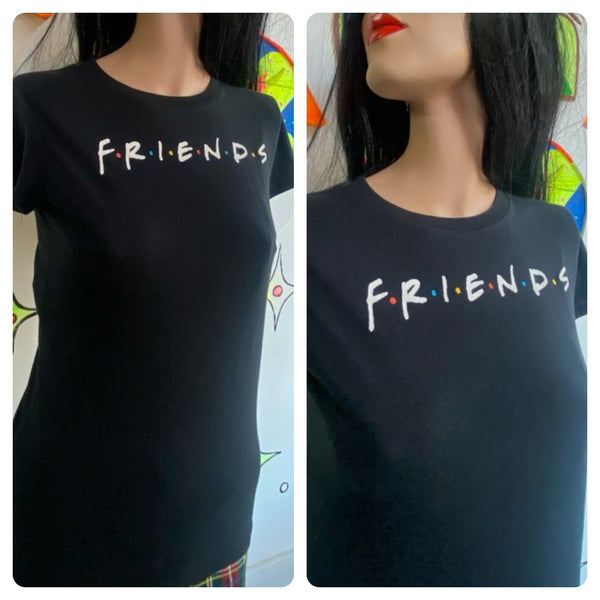 Vintage Friends TV Show Shirt 90s Graphic Baby Tee Black Retro Y2K Pop Culture