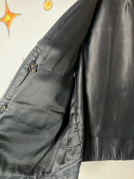 Vintage Thrashed Black Leather Western Boho Grunge Biker Vest Silver Conchos ML