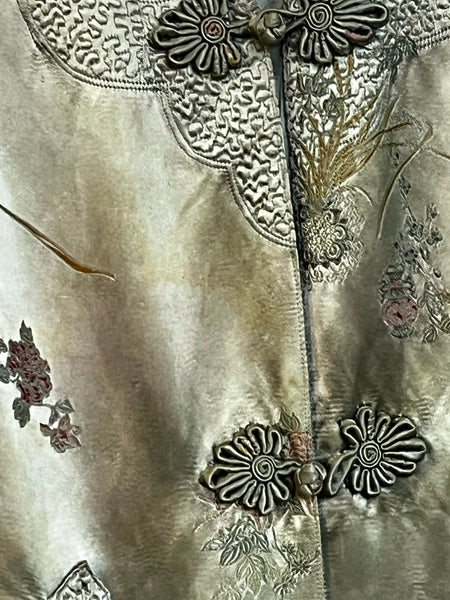 Jade Green Silk Robe Geisha Kimono | Vintage Lounge Boudoir Robe Size S - M