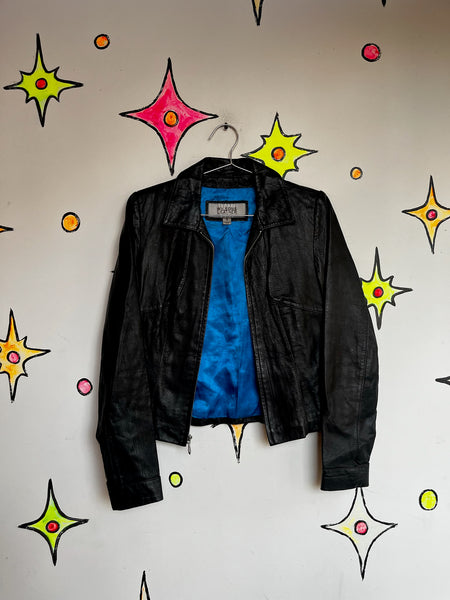 Vintage 90s Y2K Black Leather Grunge Racing Jacket - Wilson's Leather - Small