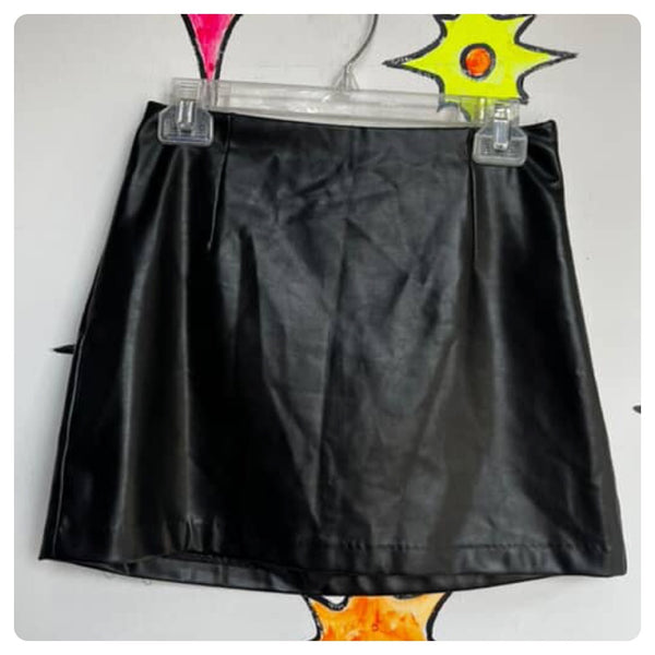 Vintage Y2K Abercrombie Vegan Leather Mall Goth Emo Grunge Black Mini Skirt | S