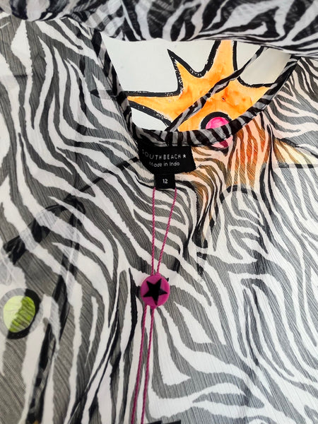 Y2K Zebra Print Sheer Slip Dress | Indie Sleaze Glam Boho Mini Dress SM