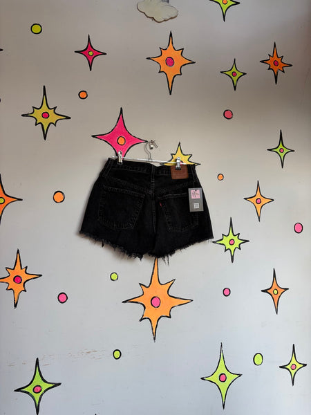 Vintage Levi's Black Denim Shorts Jean Cutoffs 90s Grunge Western Festival 27