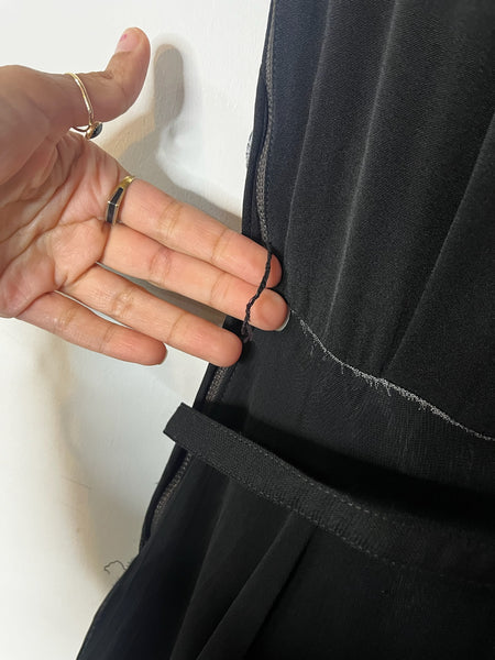 50s Fit & Flare Dress - Witchy Goth Pin-Up - Sheer Neckline - Black Cocktail - S