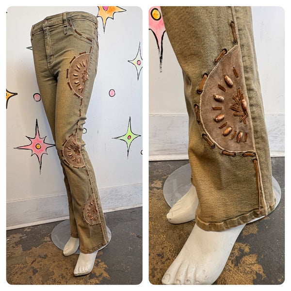 Vintage Y2K Brazil Roxx Beaded Flare Jeans Fairy Grunge Boho Stretch Denim - S