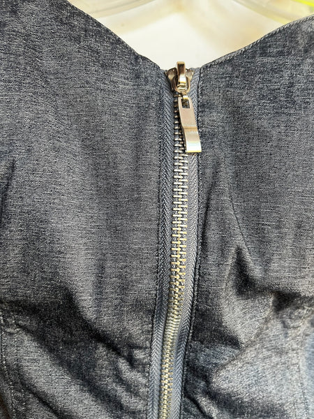 Vintage Y2K Denim Ruffled Halter Mini Dress – Fairy Grunge Coquette – M