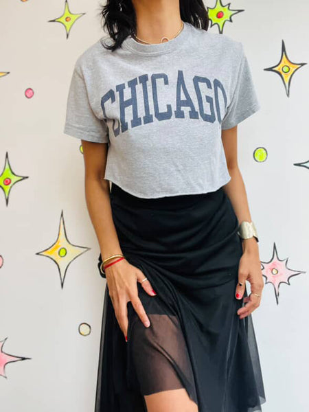 Vintage Cropped Chicago Souvenir Tee - 90s Grunge T Shirt - Size Small