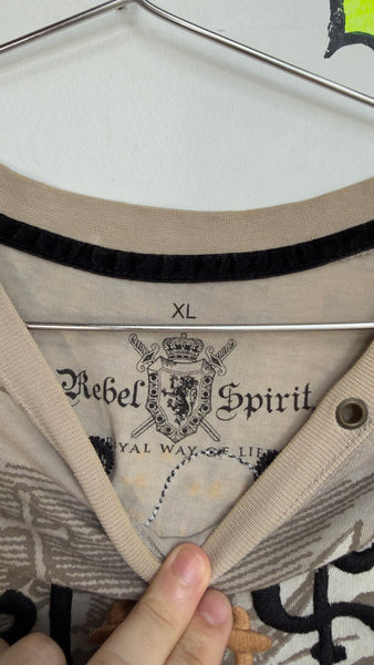 Rebel Spirit Tattoo Print Tee Y2K Indie Sleaze Graphic T Shirt Edgy Streetwear XL