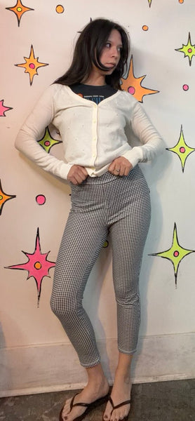 Black & White Capri Pants | Retro Mod Stretch Cropped Pants XS