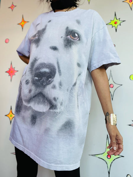 Vintage 90s Y2K Dalmatian Face Oversized Graphic Tee – The Mountain – L