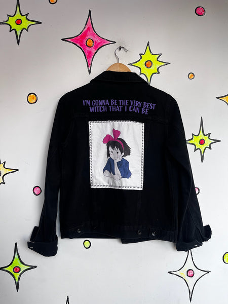 Kiki's Delivery Service Black Denim Jacket Studio Ghibli Witchy Goth Y2K Anime M