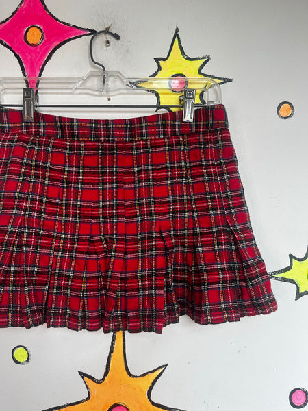 Y2K Red Plaid Mini Skirt Grunge Schoolgirl Skirt Punk Preppy Mall Goth Tartan M