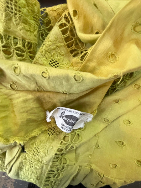 Vintage 50s Chartreuse Fit and Flare Dress | Pin Up Twirl Dress with Full Skirt M