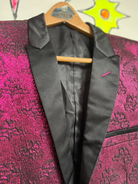 Vintage Metallic Pink Men's Tuxedo Smoking Jacket Retro Glam 80s Blazer - 40R