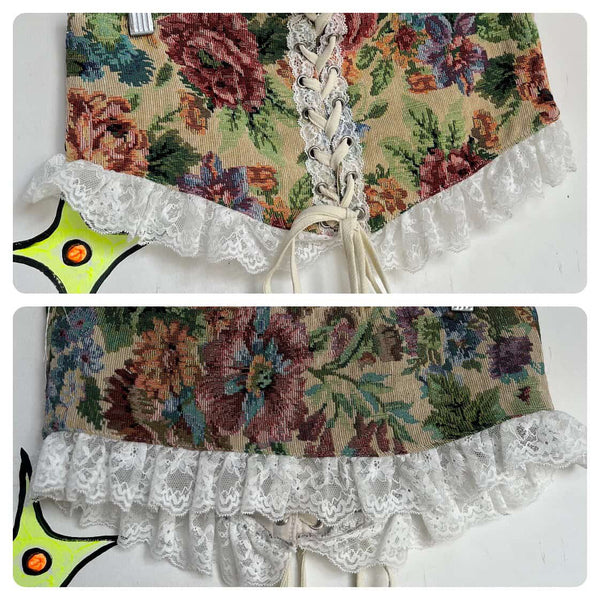 Y2K Tapestry Corset Lace-Up Belt | Waist Cincher | Pirate Fairy Grunge Rococo