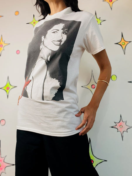 Vintage 90s Y2K Selena Tee – White Iconic Selena Quintanilla T-Shirt – Size S