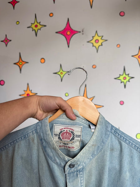 90s Bugle Boy Denim Shirt Oversized Western Workwear Shirt 100% Cotton XL