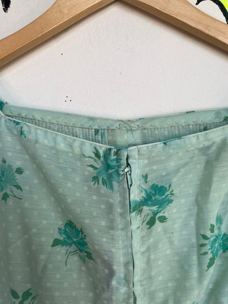 Vintage 1950s Jeanne d’Arc Mint Turquoise Cotton Fit & Flare Twirl Dress S