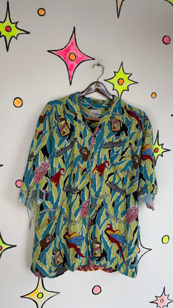Margaritaville Hawaiian Shirt - Tropical Jimmy Buffett Tiki Aloha Button Up XL