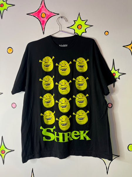Y2K Shrek Official DreamWorks Black Graphic T-Shirt | Memecore Grunge Tee | XL