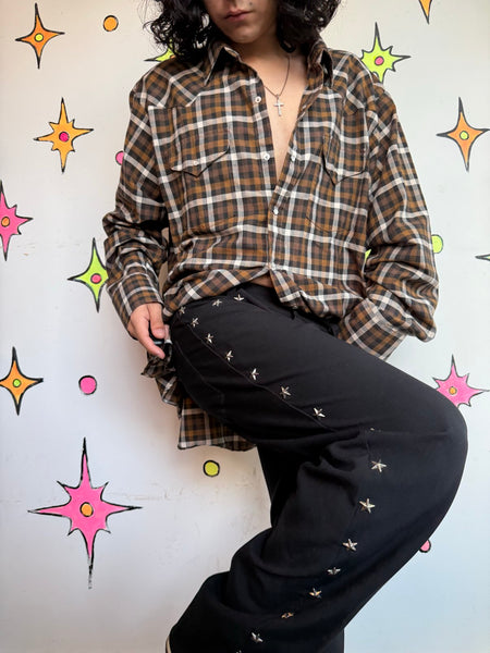 Vintage Mariachi Pants Black Star Studded Suit Trousers Elvis Glam Costume 33x34
